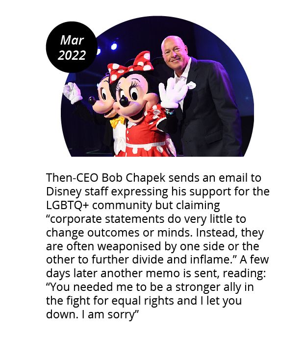 Bob Chapek standing with Minnine Mouse