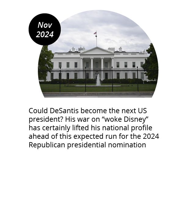 DeSantis pictured with USA flag as background
